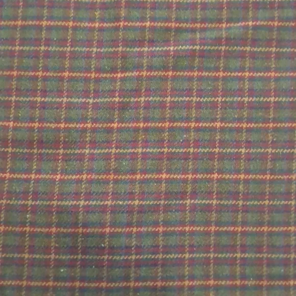 Green And Red Plaid Wool Faux Wrap Vintage School Girl Maxi Skirt with Fringe - Picture 3 of 11